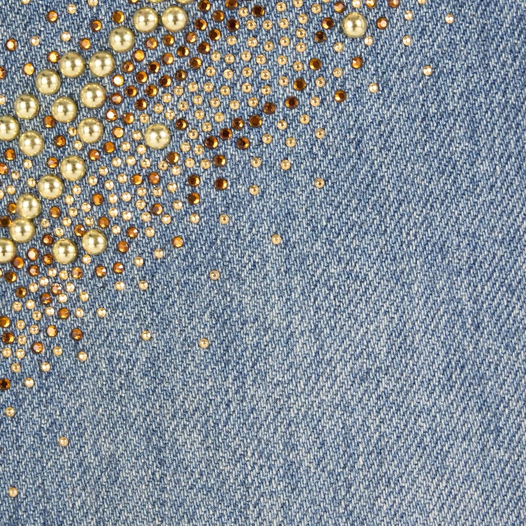 Jeans With Rhinestoned Zebra Pattern - 5