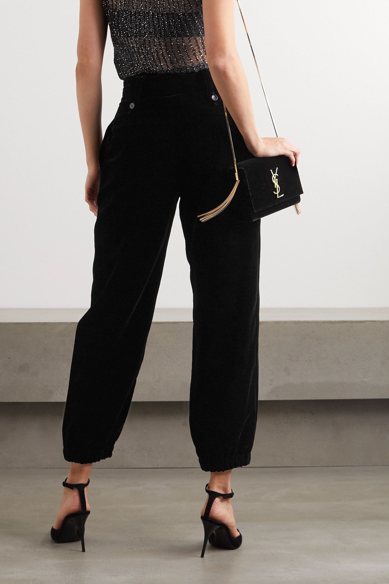 Velvet tapered pants  - 3