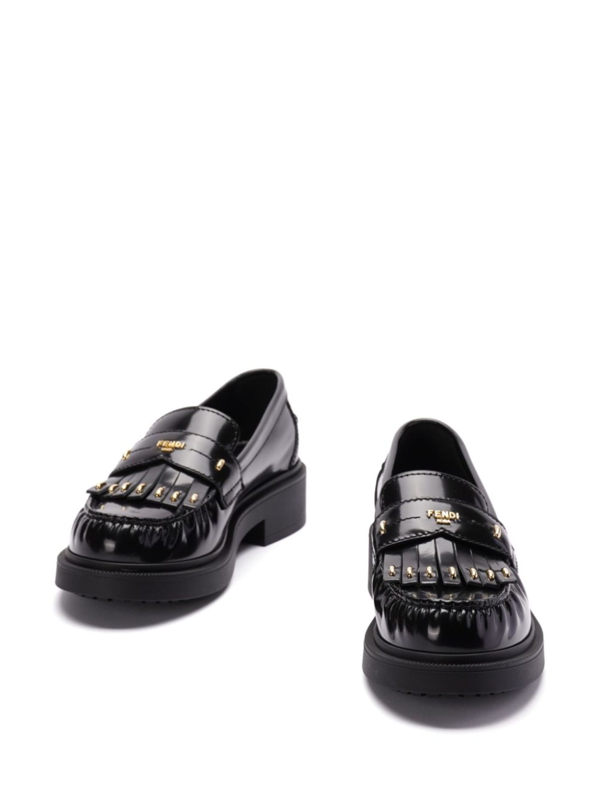 logo-plaque leather loafers - 3