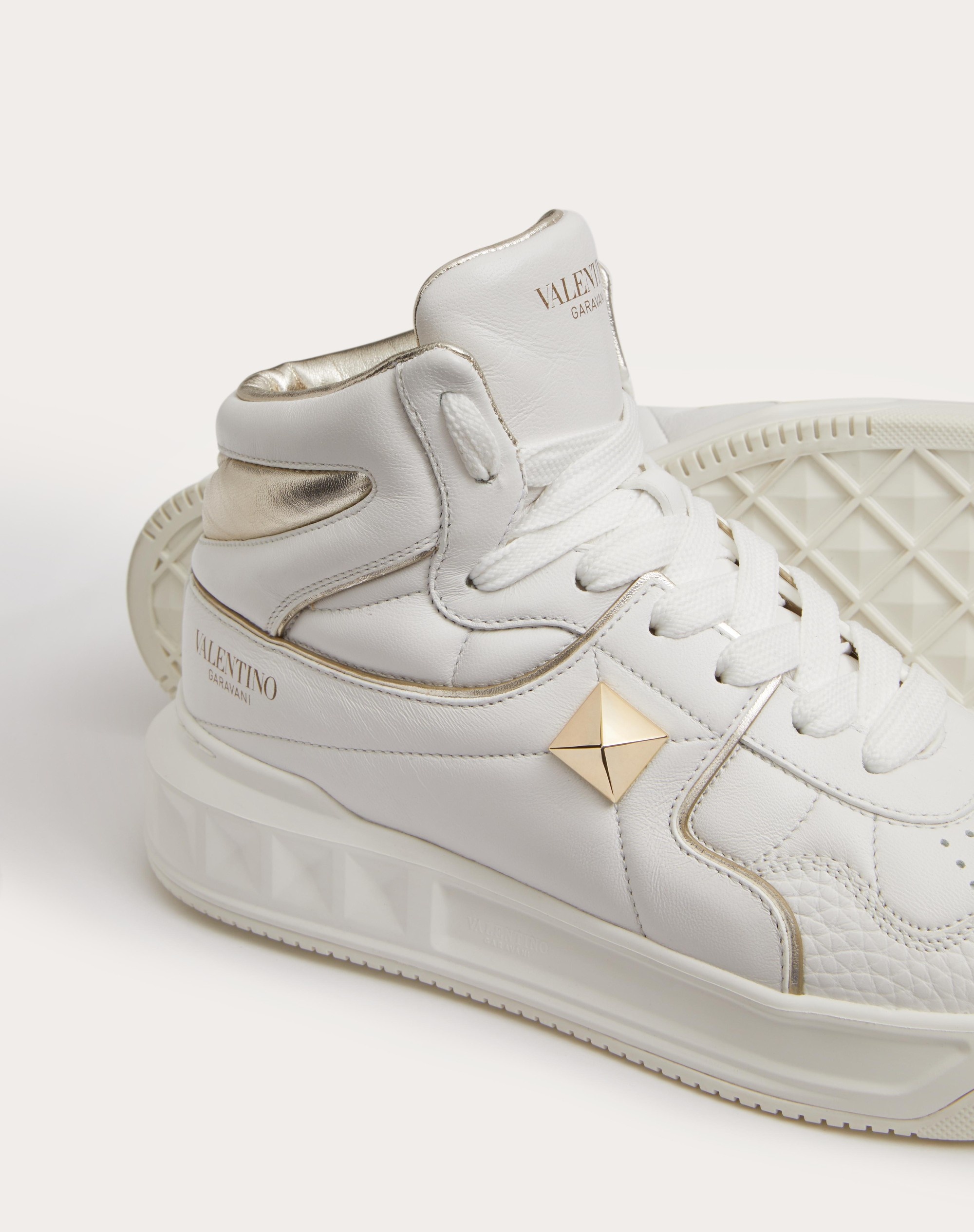 ONE STUD MID-TOP CALFSKIN SNEAKER - 5