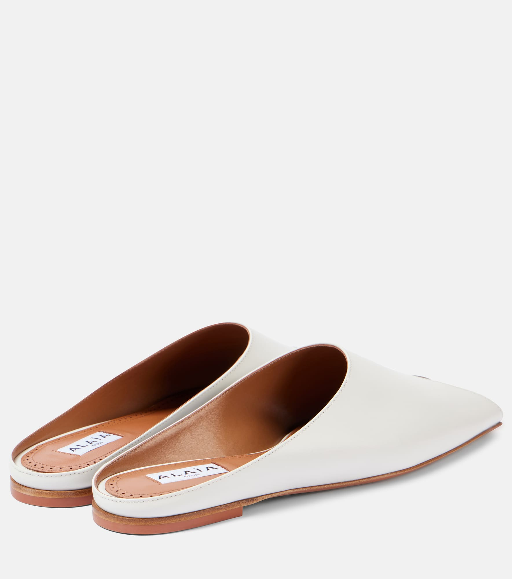 Leather peep-toe mules - 3