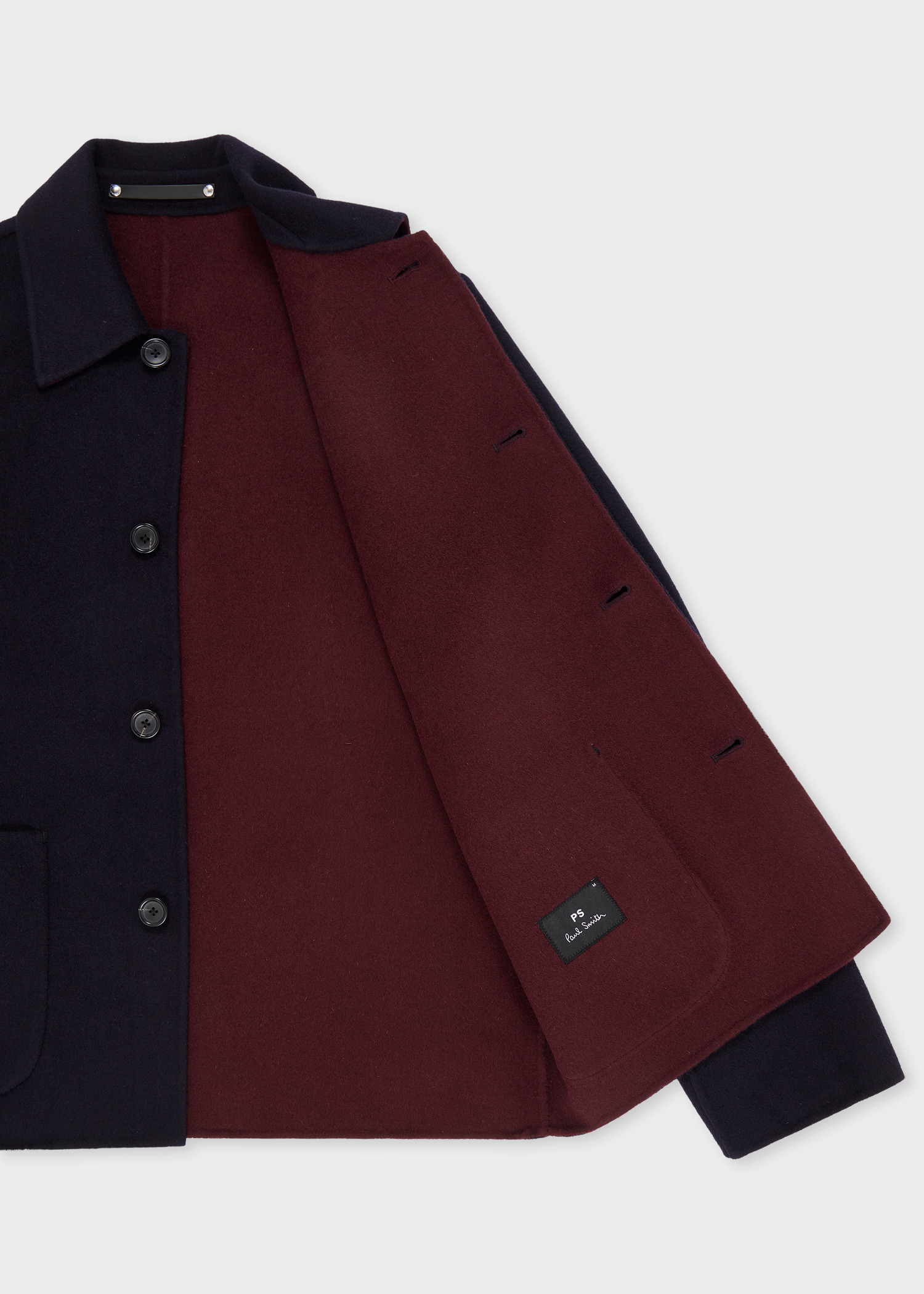 Navy Double-Face Wool-Blend Short Coat - 4