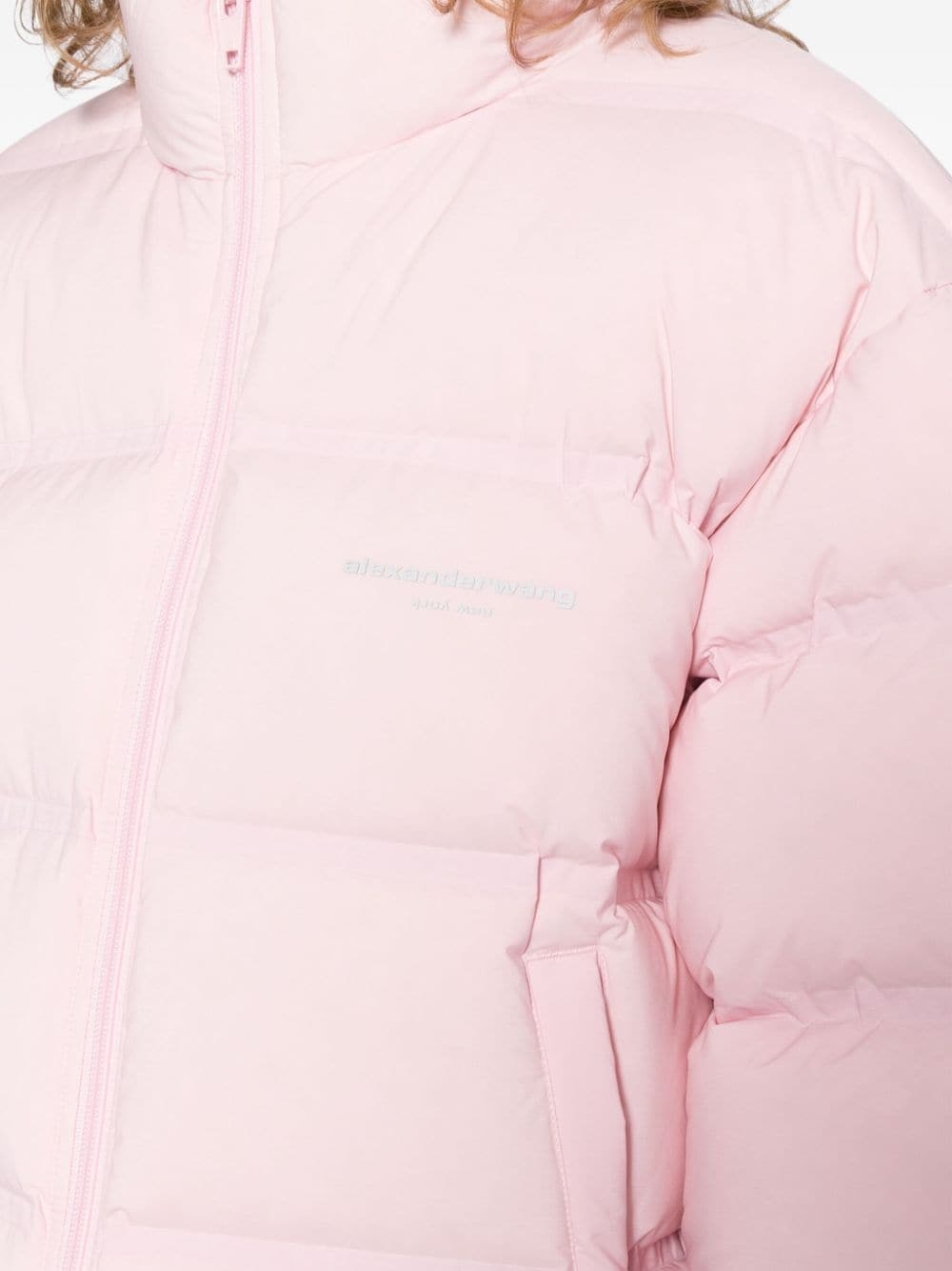 reflective-logo cropped puffer jacket - 5