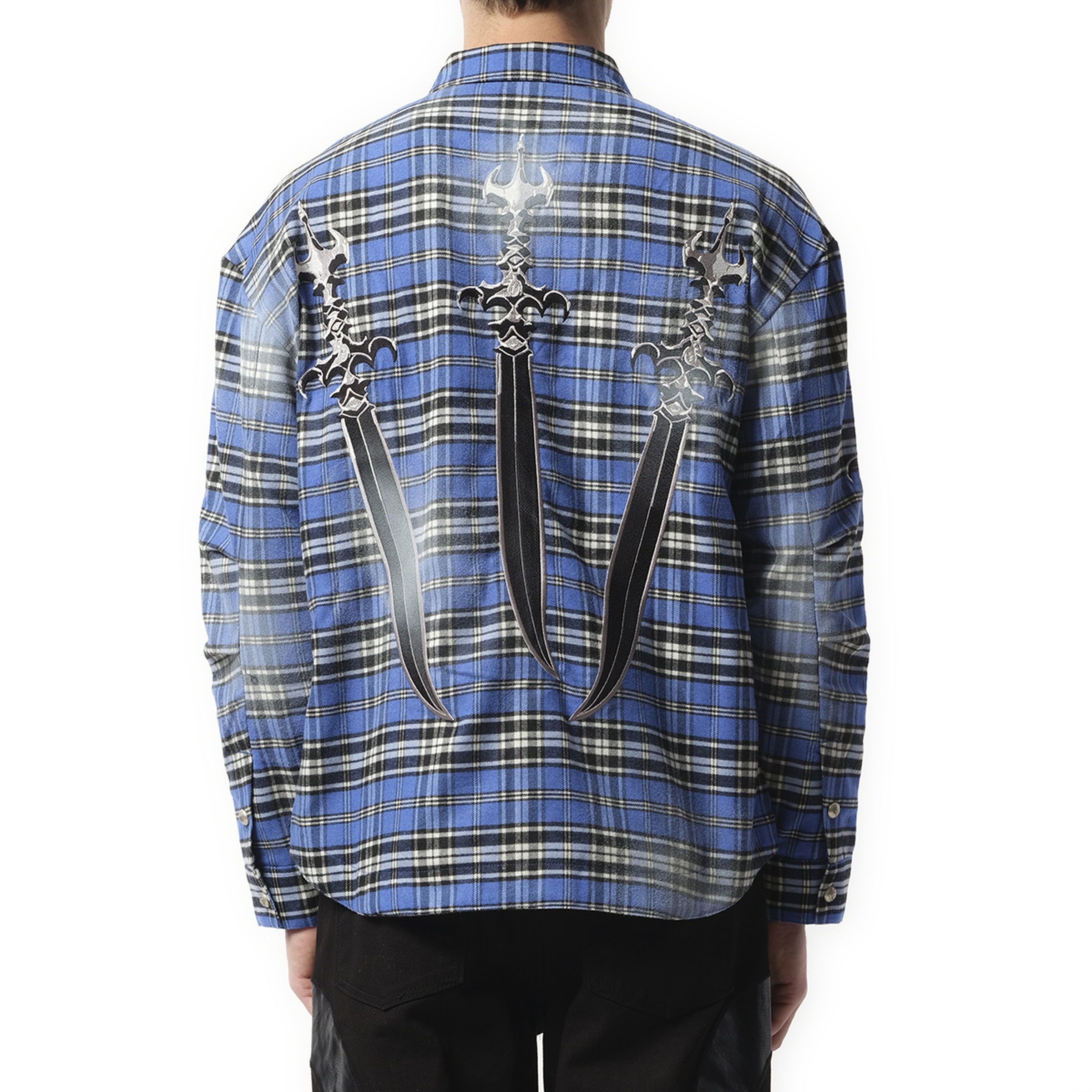 Arab Sword Flannel Shirt in Blue - 6
