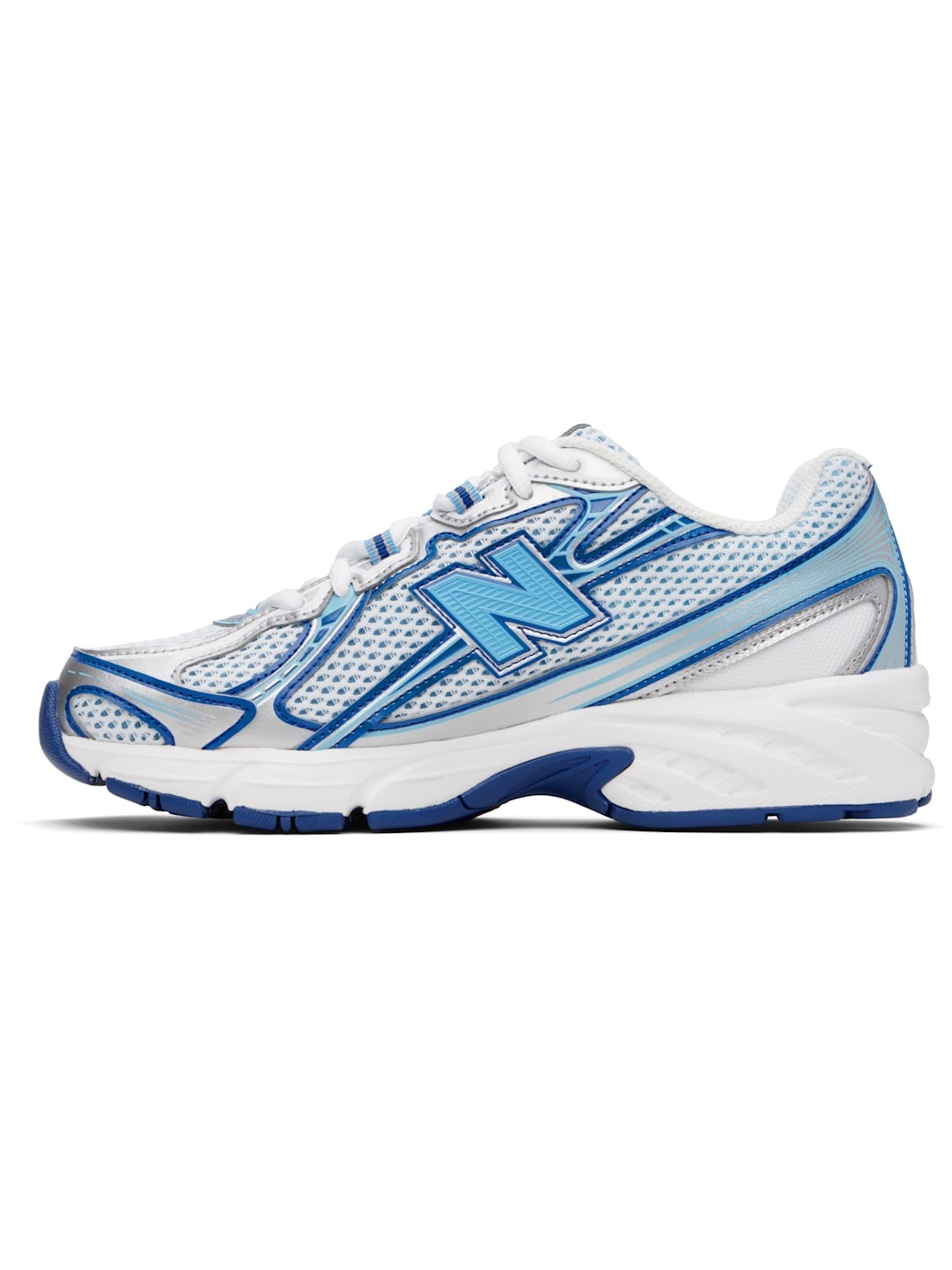 White & Blue 740 Sneakers - 3
