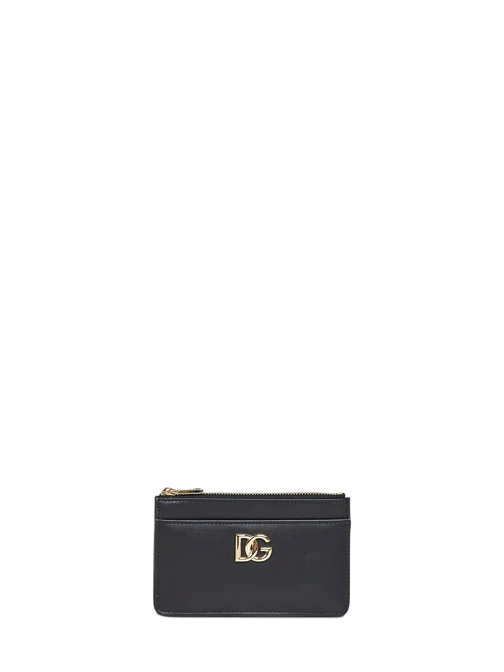 Black calf leather logo card holder - 1