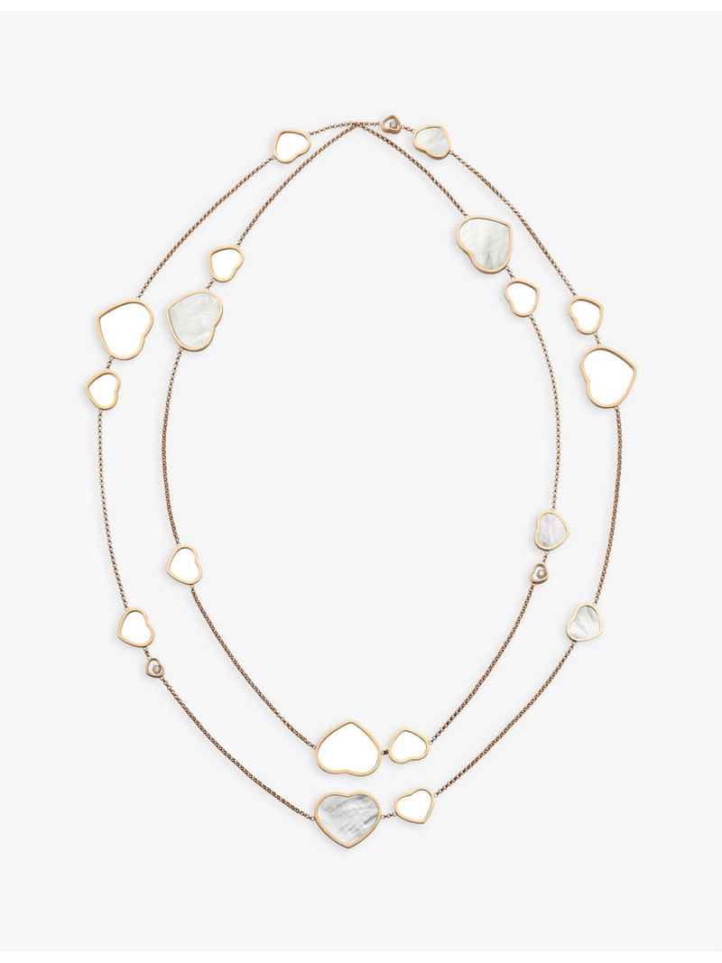 Chopard Happy Hearts 18ct rose-gold, diamond and mother-of-pearl sautoir necklace outlook