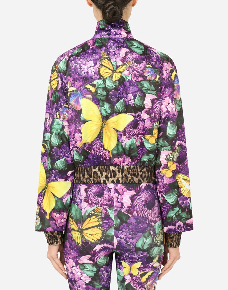 Cropped butterfly-print bomber jacket - 8