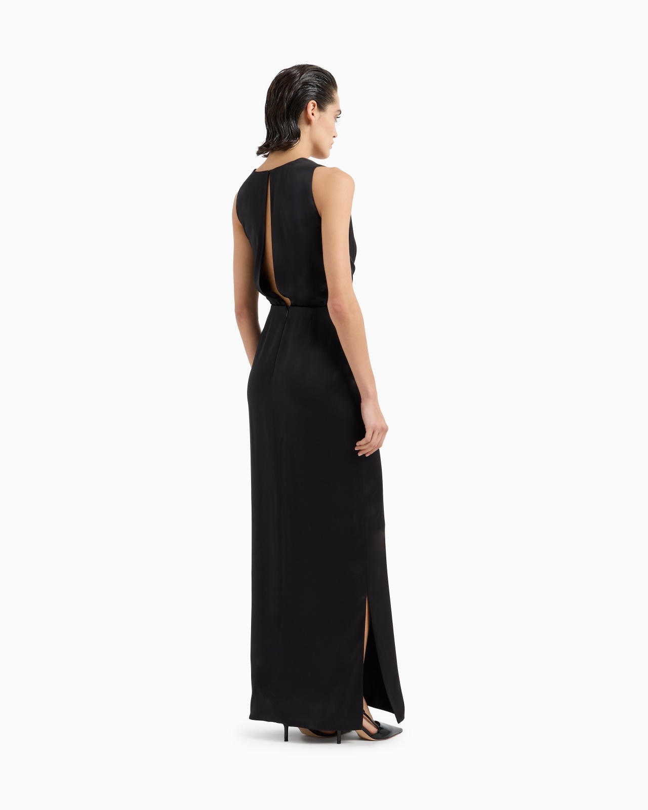 DOUBLE-FACED SILK-SATIN LONG DRESS - 3
