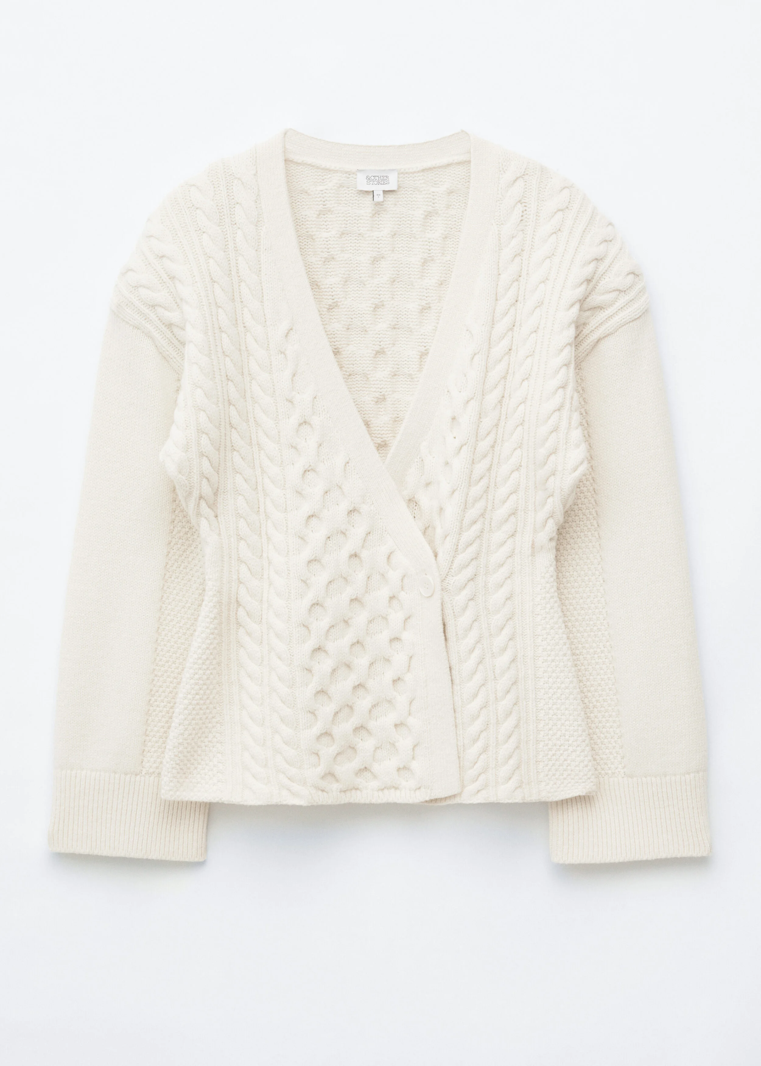 Wool-Cotton Cable Knit Cardigan - 1