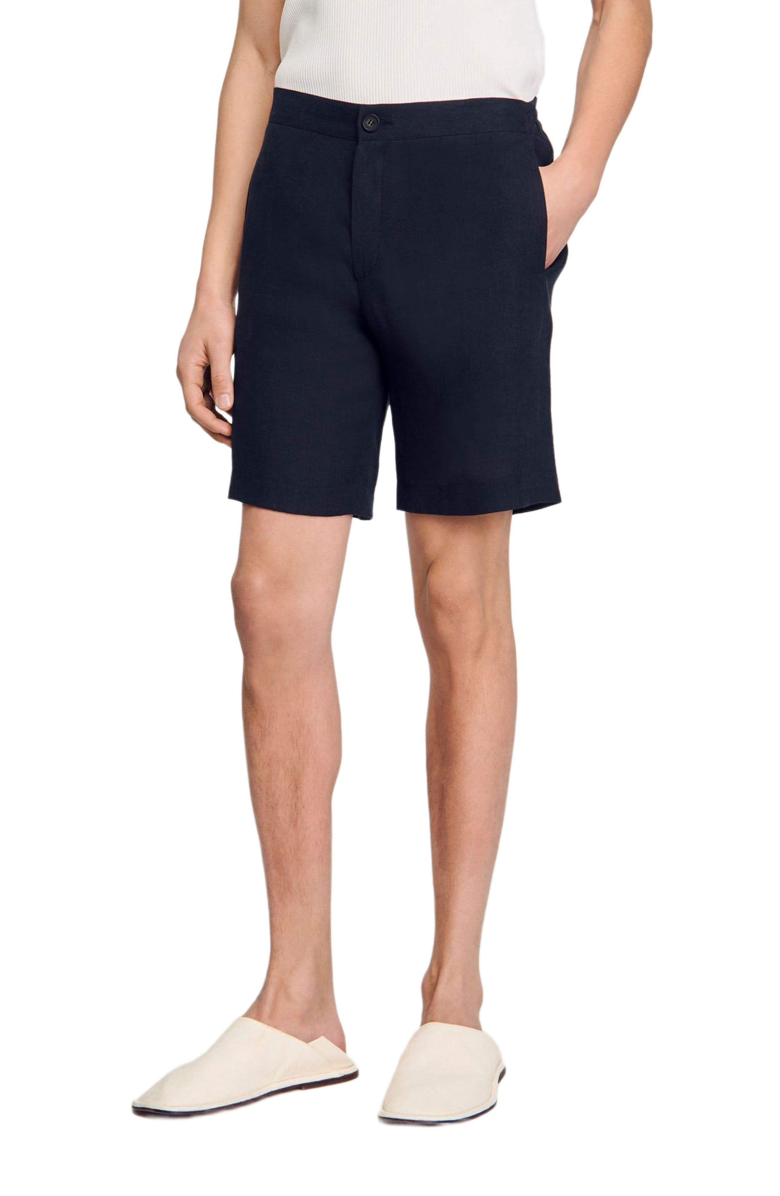 SANDRO Linen shorts in Navy Blue at Nordstrom - 3