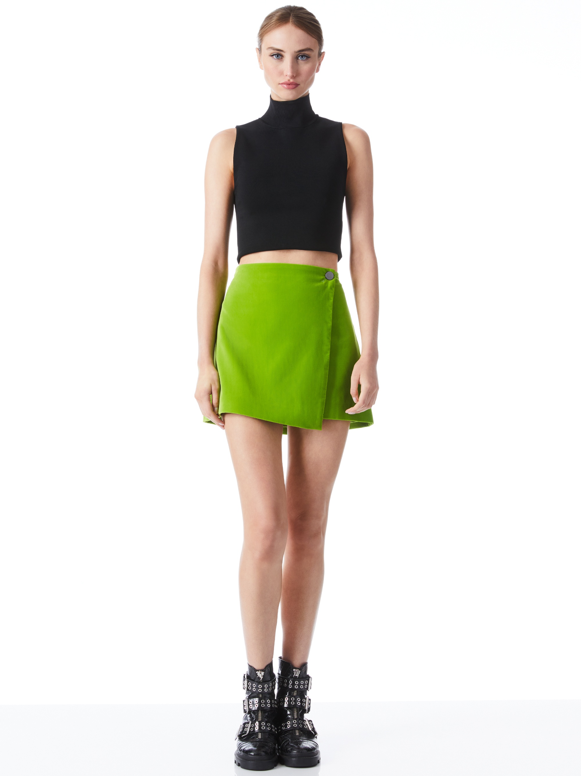 RENNA BUTTON WRAP MINI SKIRT - 4