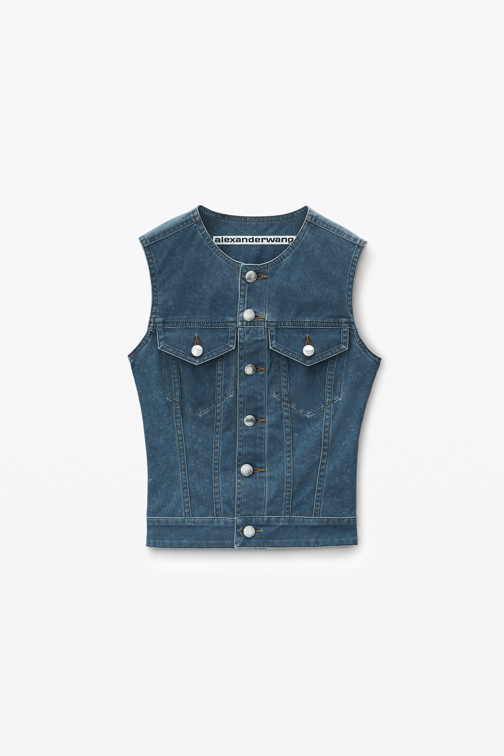 Vest in Denim Trompe-L'oeil - 1