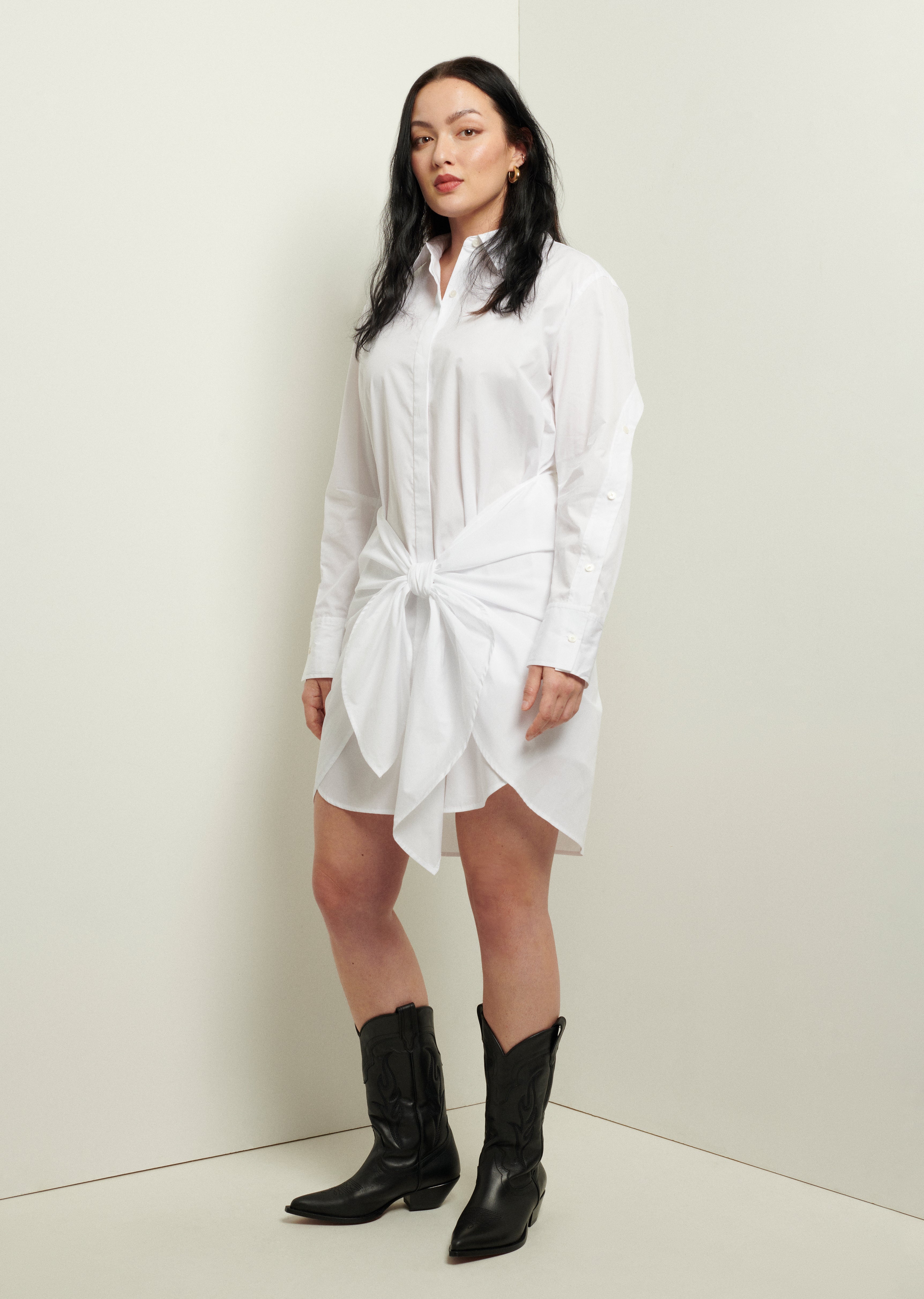 CHARLOTTE TIE WAIST SHIRT DRESS - 2