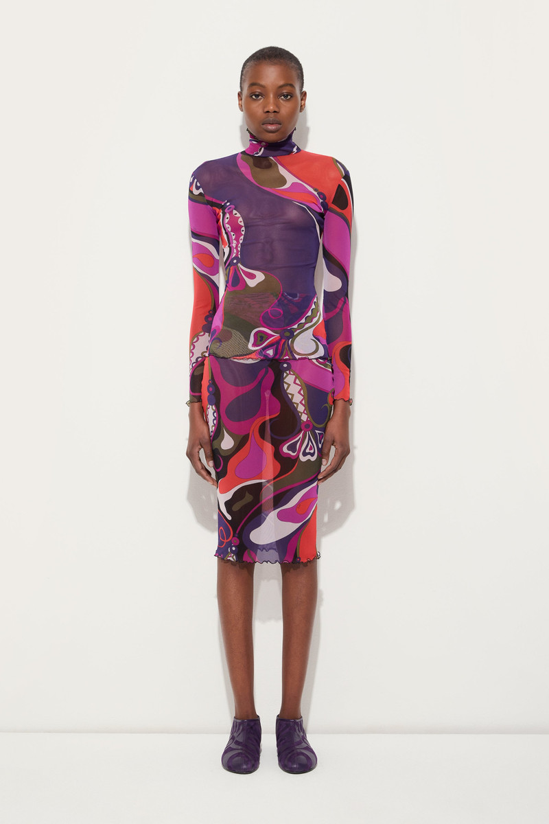 PUCCI ORCHIDEE PRINT MIDI SKIRT IN TULLE outlook