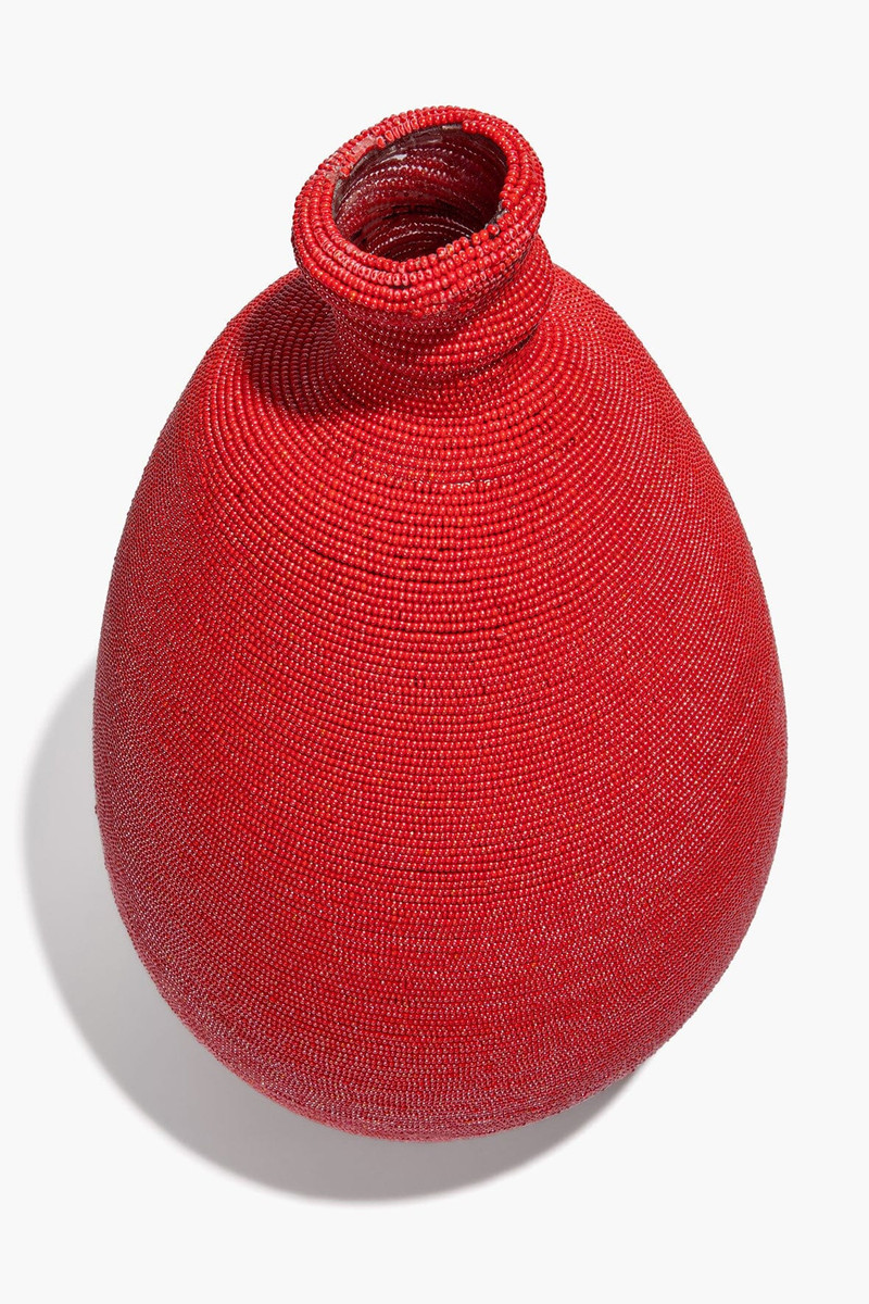 STAUD TALL BEADED VASE RED 3