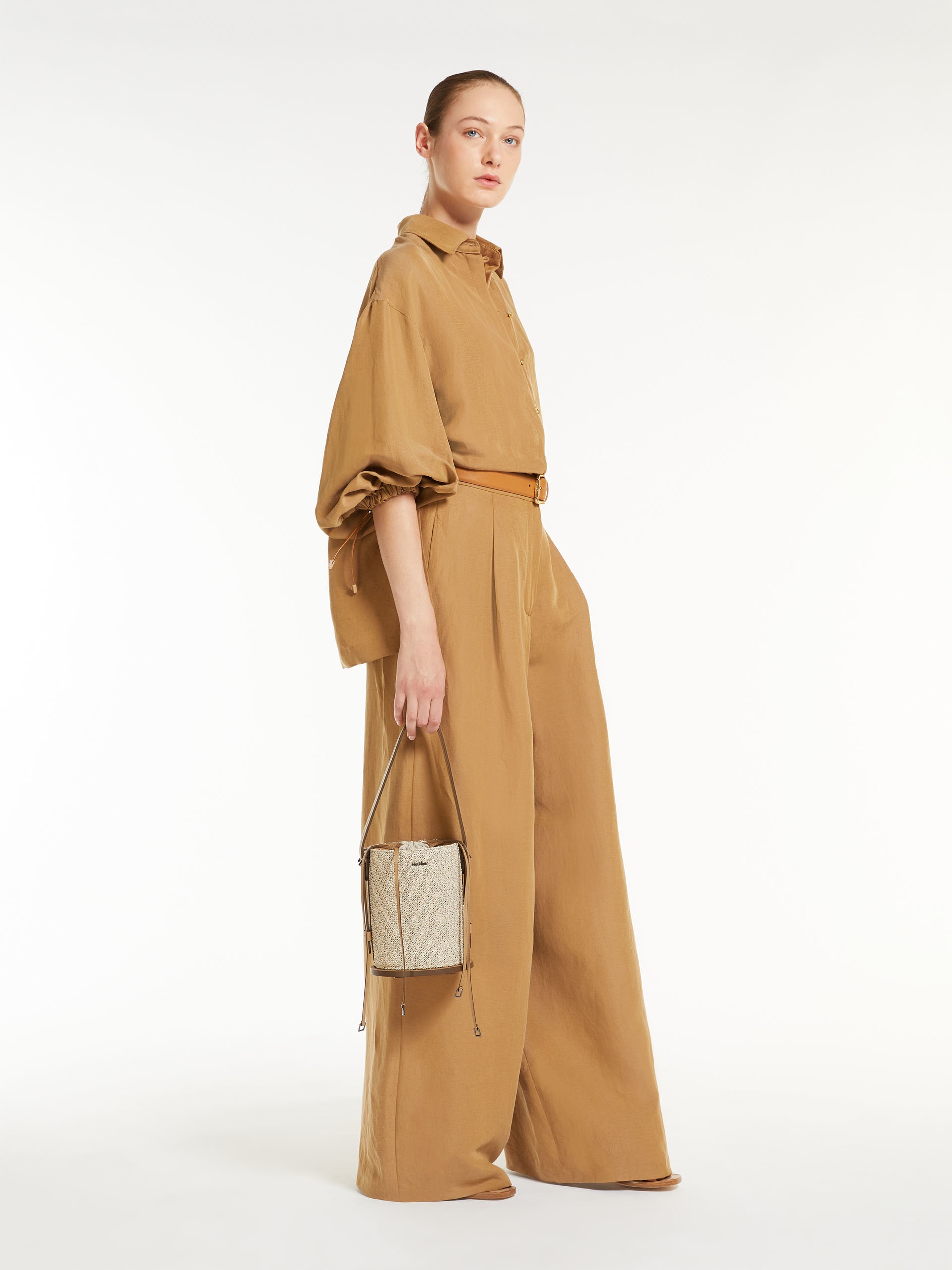 Max Mara COLONIA Wide trousers in silk and linen | REVERSIBLE