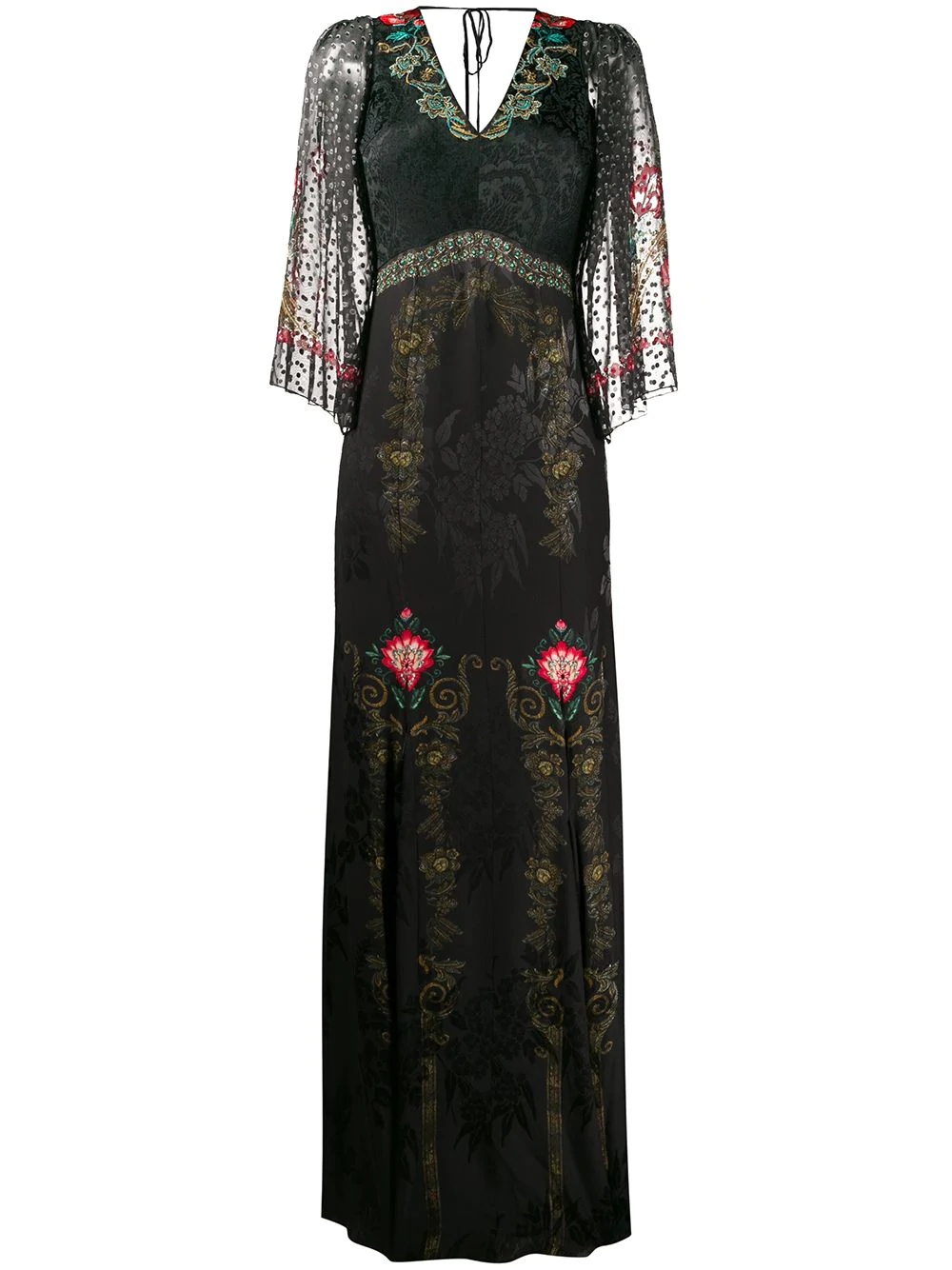 floral brocade long dress - 1