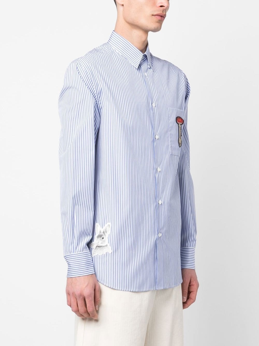 patch-detail striped shirt - 4