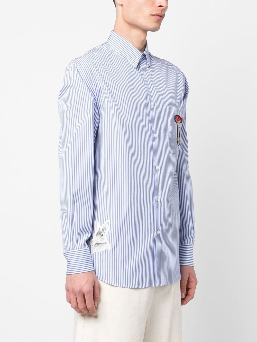 patch-detail striped shirt - 4