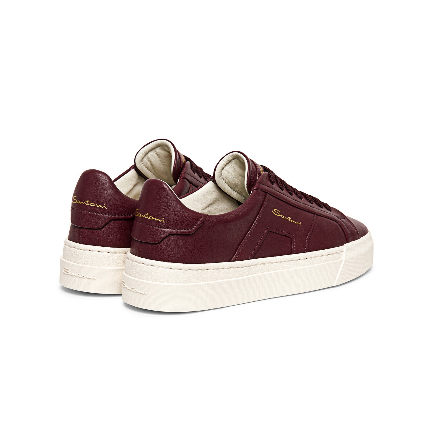 Women’s burgundy leather double buckle sneaker - 3