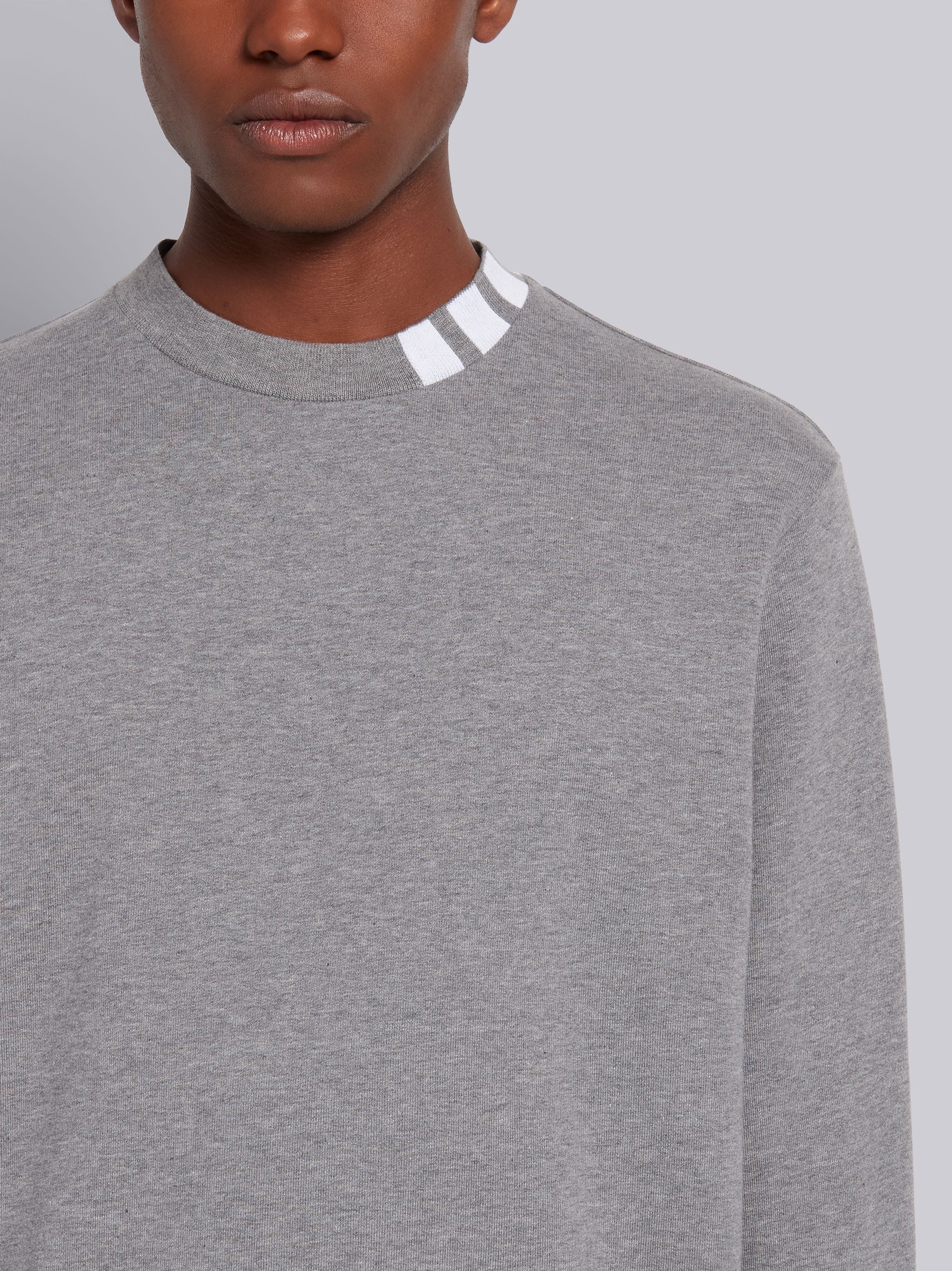 Medium Grey Cotton Interlock 4-Bar Intarsia Mockneck Sweatshirt - 2