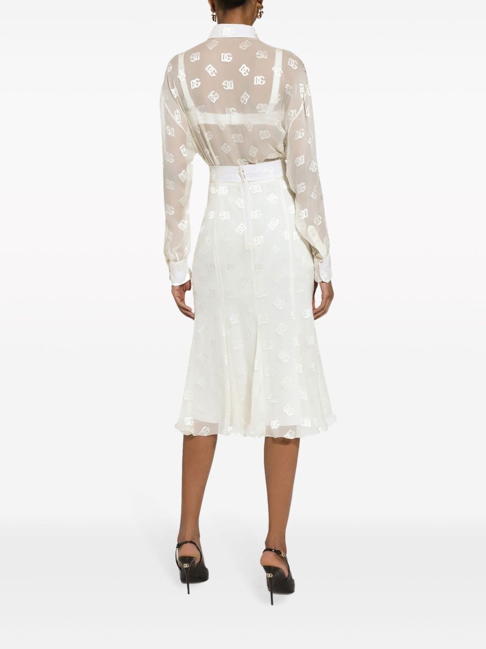 monogram-jacquard semi-sheered shirt - 4