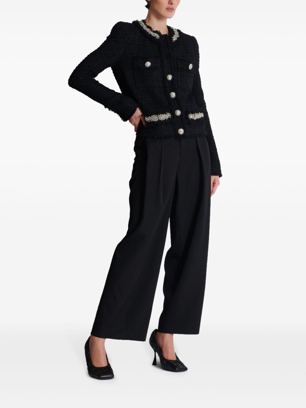 embroidered tweed jacket - 3