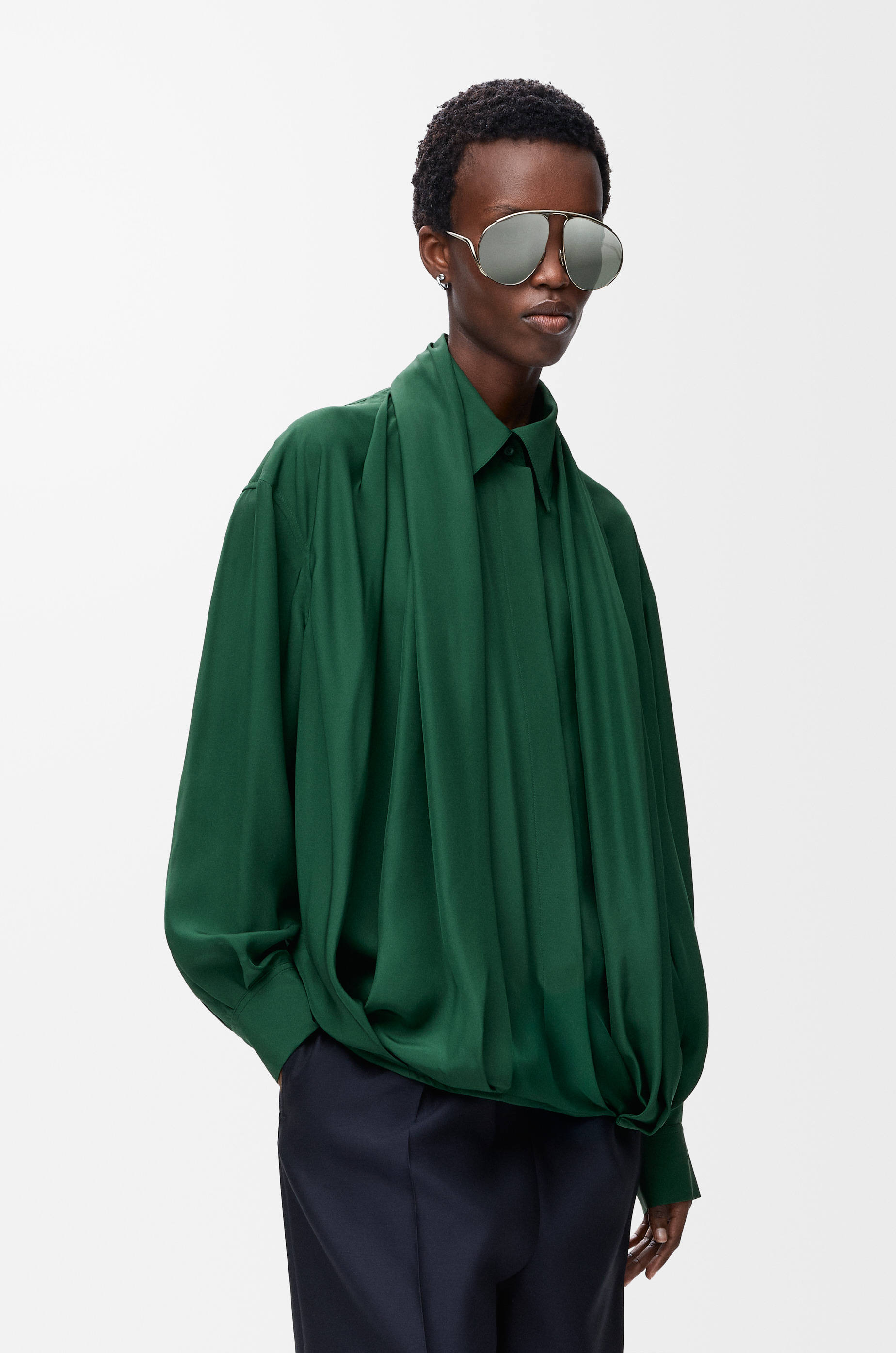 Draped shirt in silk - 3