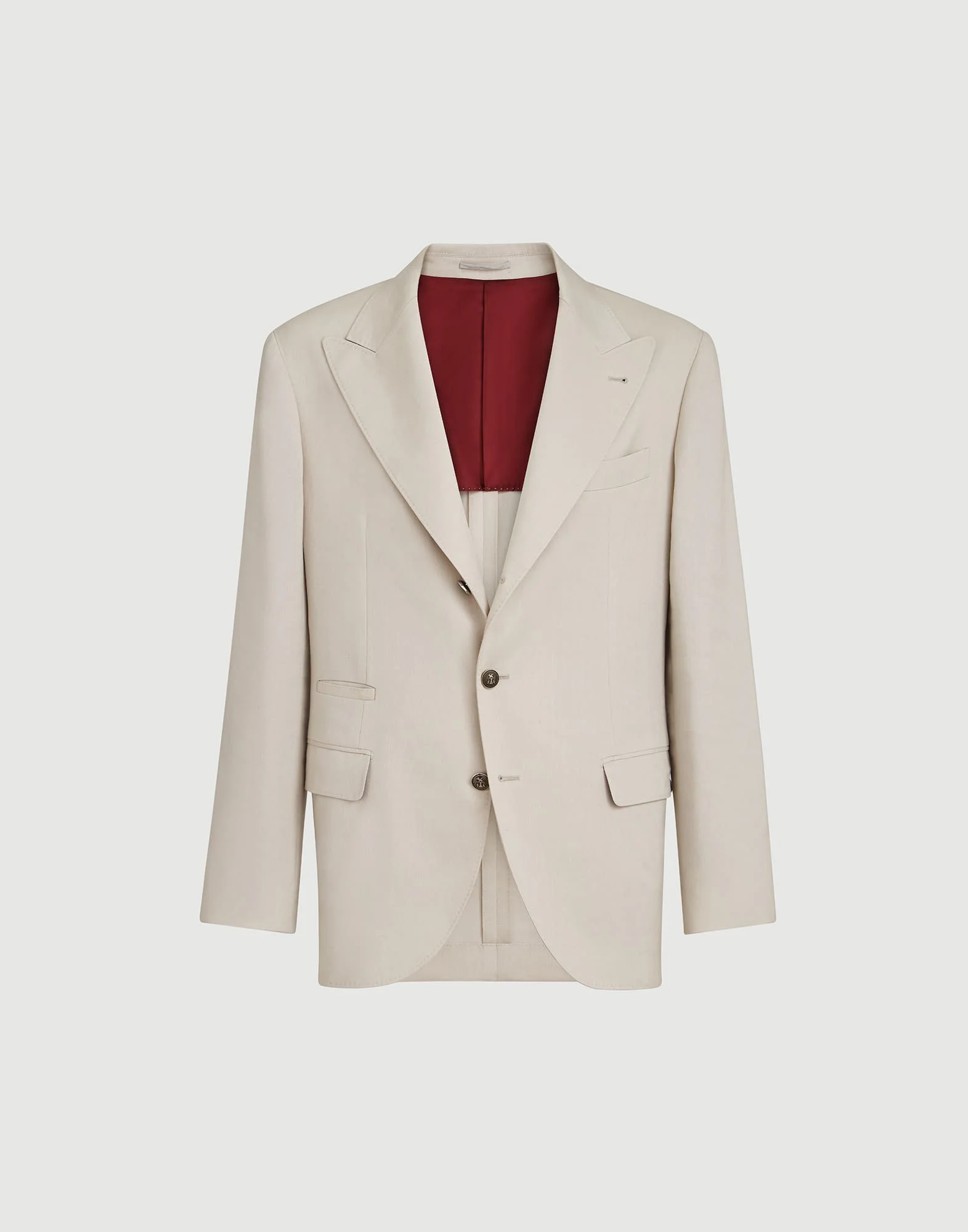 Linen, virgin wool and mohair gabardine deconstructed blazer with peak lapels and metal buttons - 1