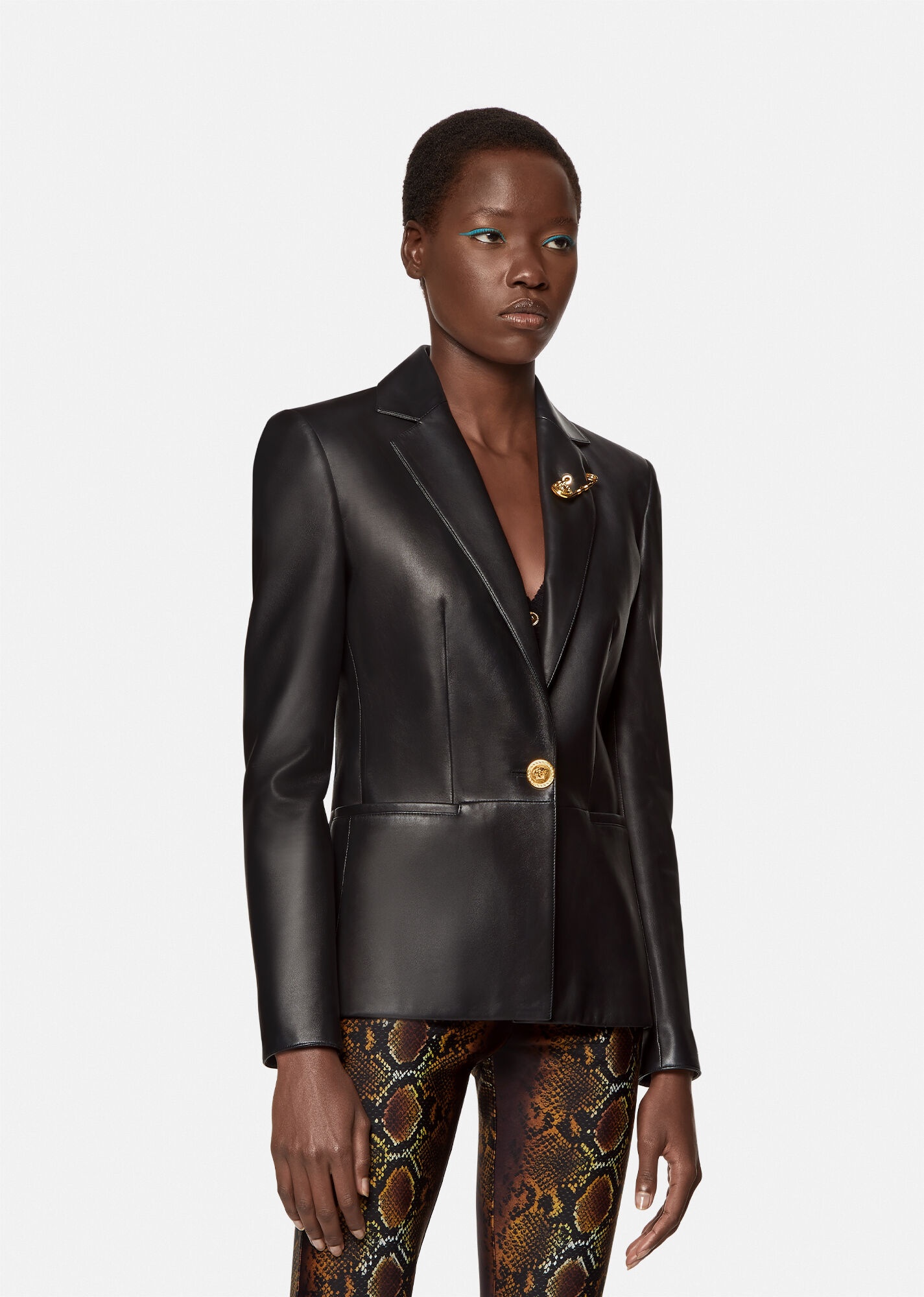 Safety Pin Nappa Leather Blazer - 2