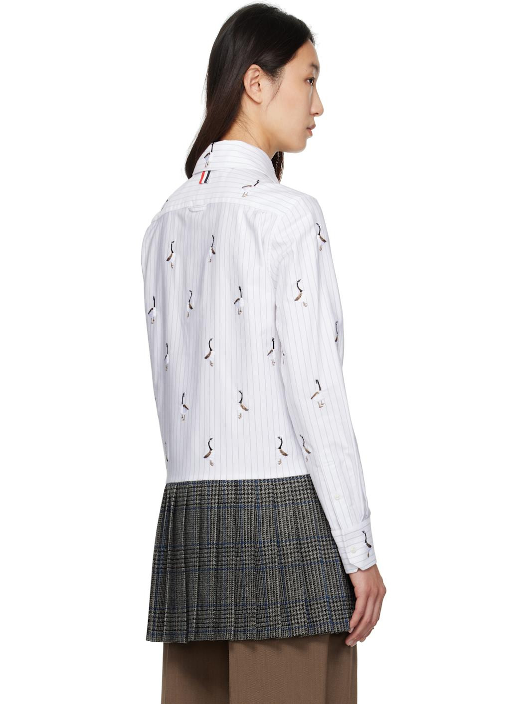 Beige & White Goose Shirtdress Shirt - 3