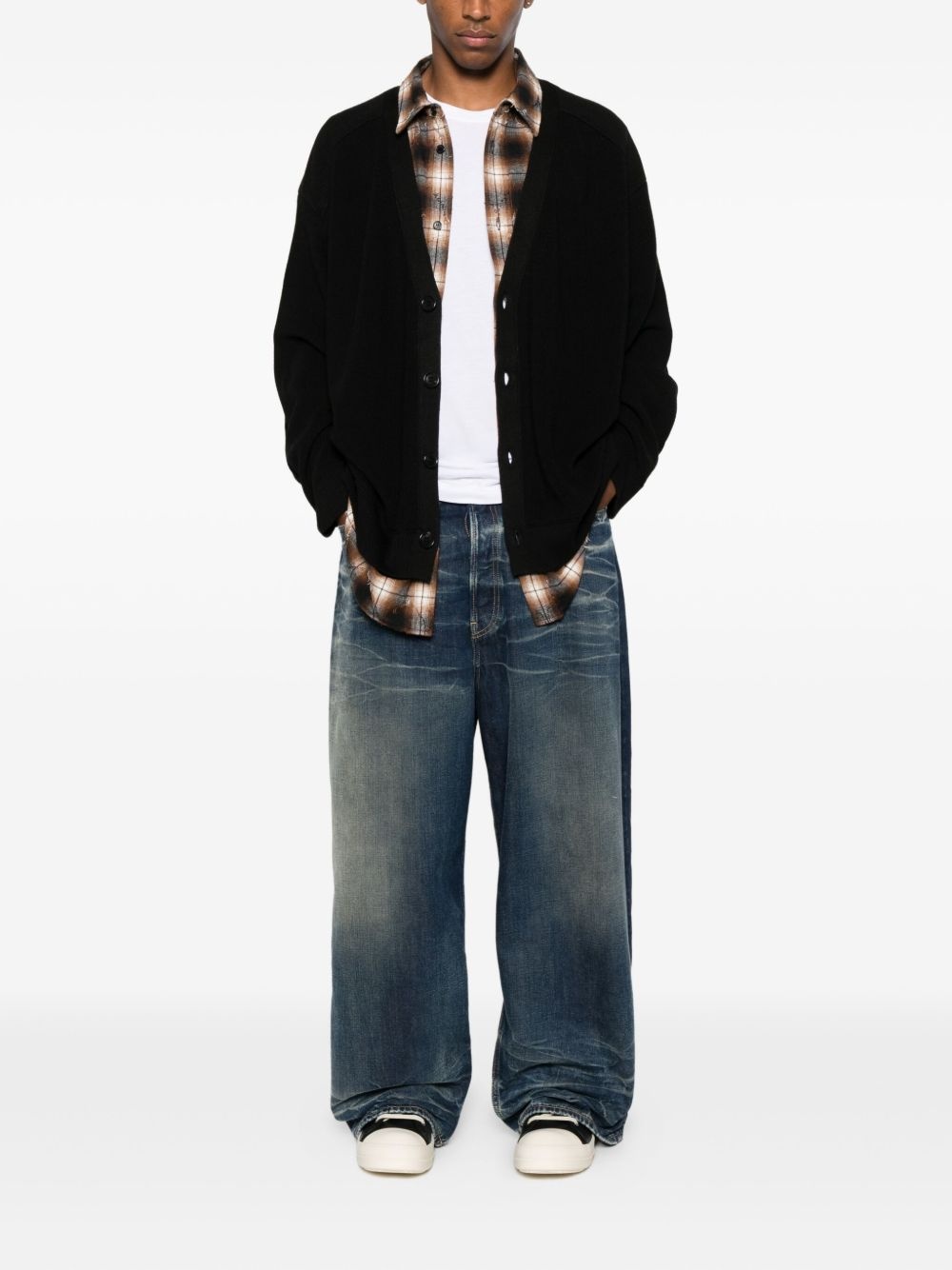 button-front plaid-layered cardigan - 2