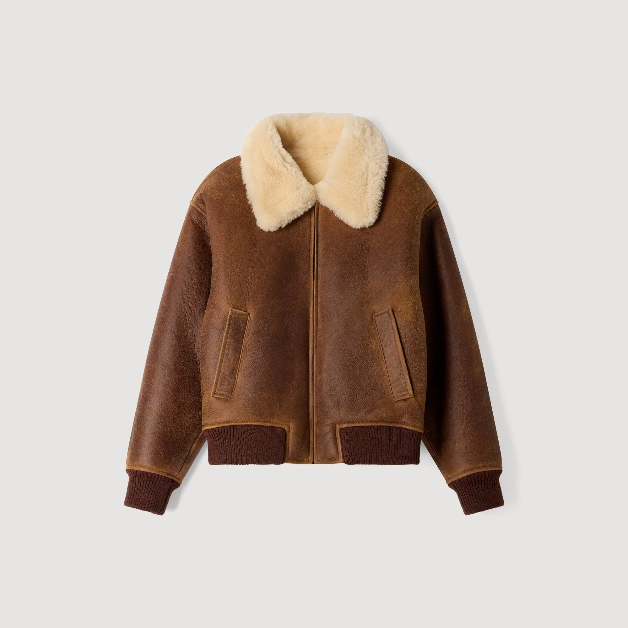 ZIPPED SHEARLING JACKET - 1