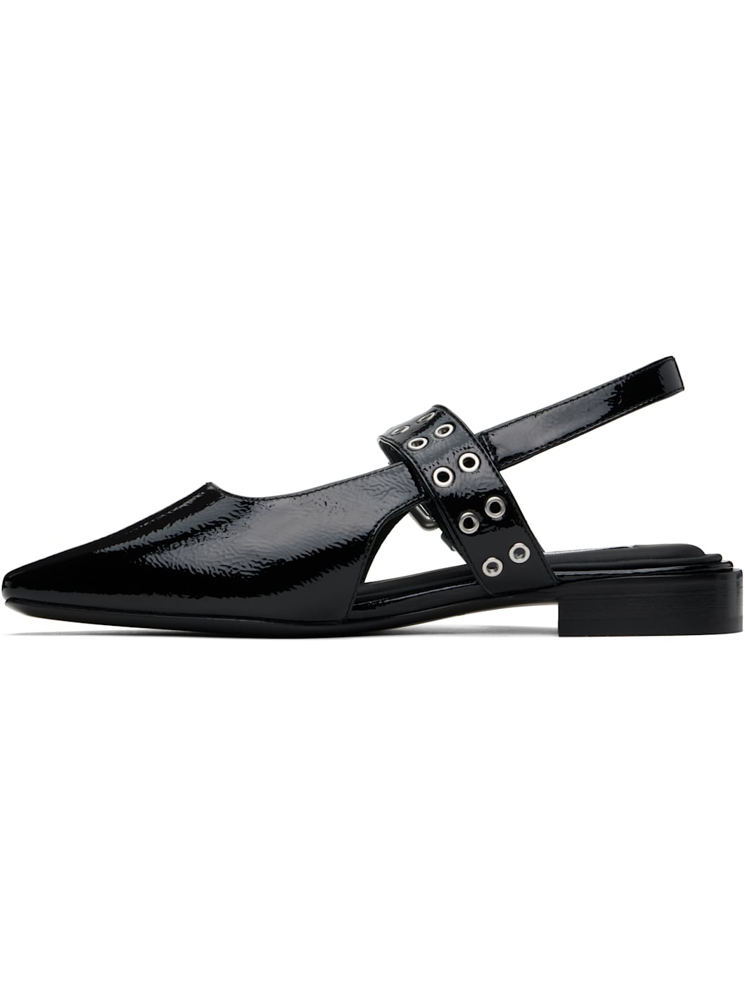 Black Astra Leather Slingback Ballerina Flats - 3