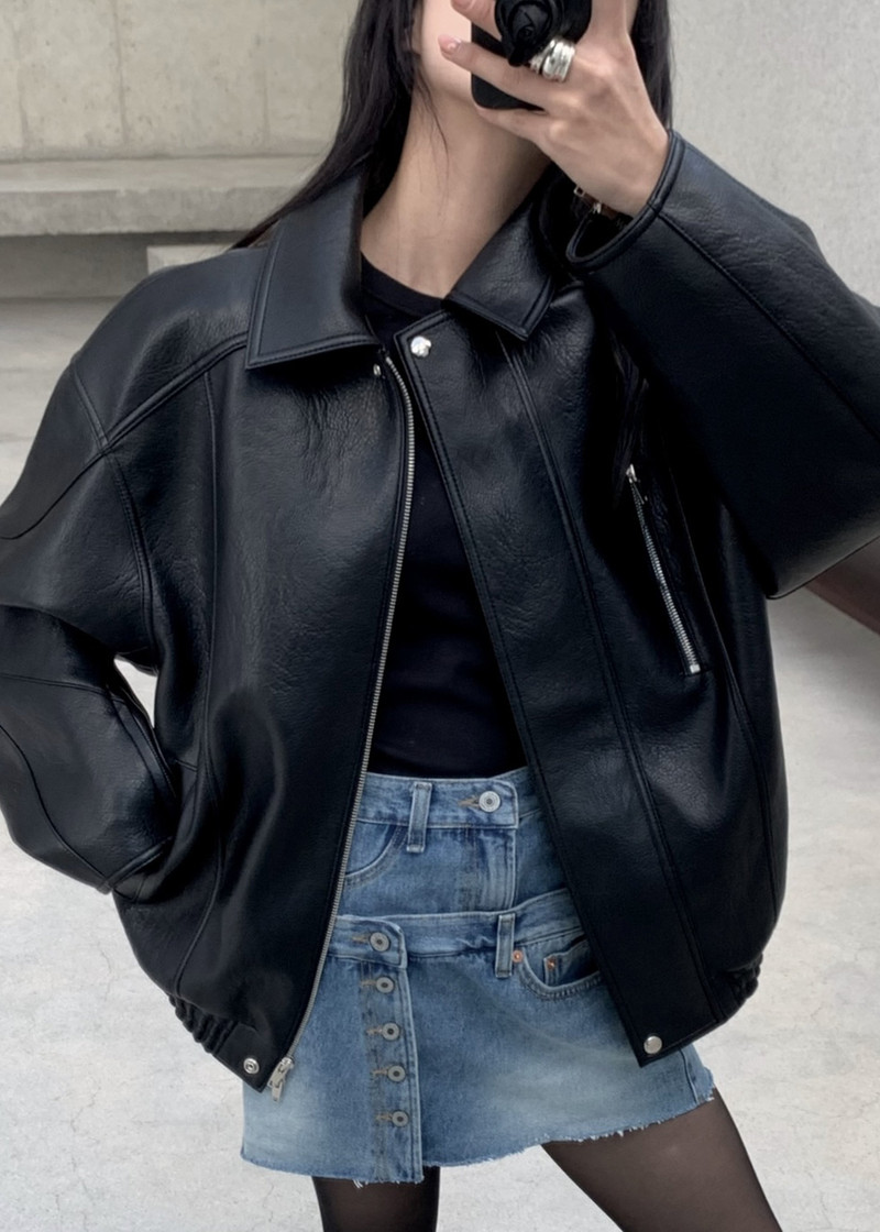 Enora Faux Leather Jacket - Black 4