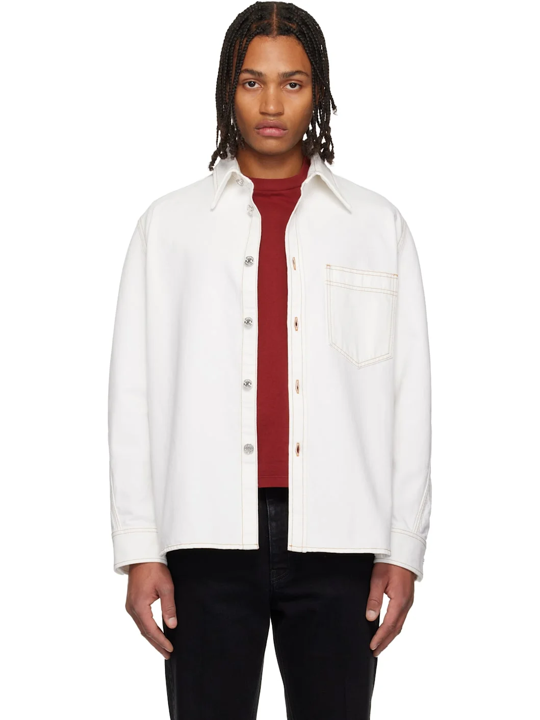 White Couture Seam Overshirt - 1