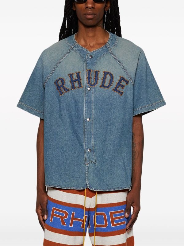 RHUDE Men Baseball Denim Shirt - 1