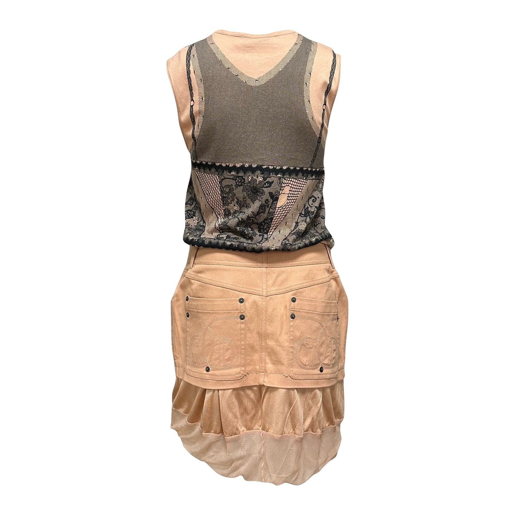 CHRISTIAN DIOR Spring Summer 2006 Lace Print Denim Docking Mini Dress - 2