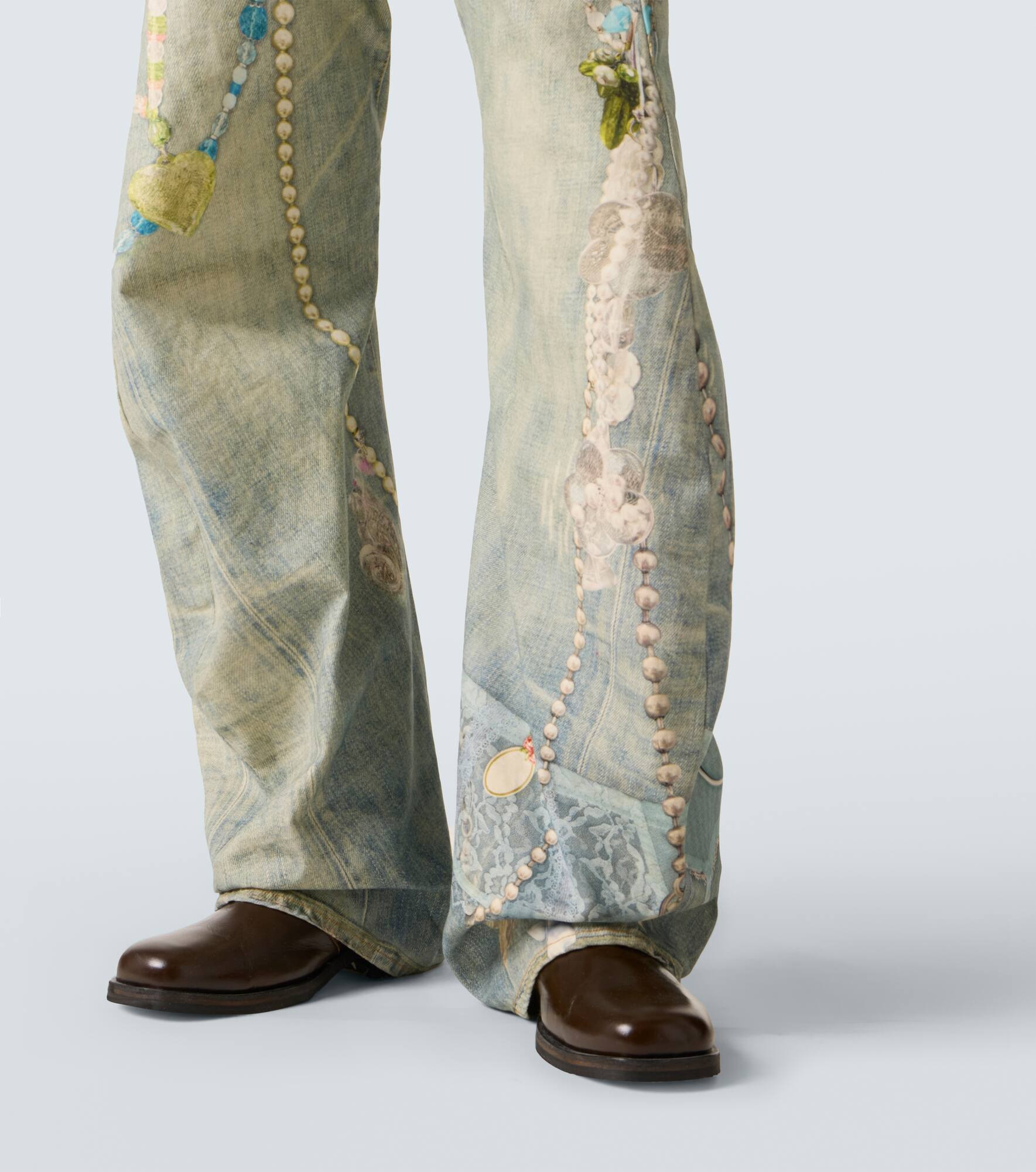 Distressed printed barrel-leg jeans - 6