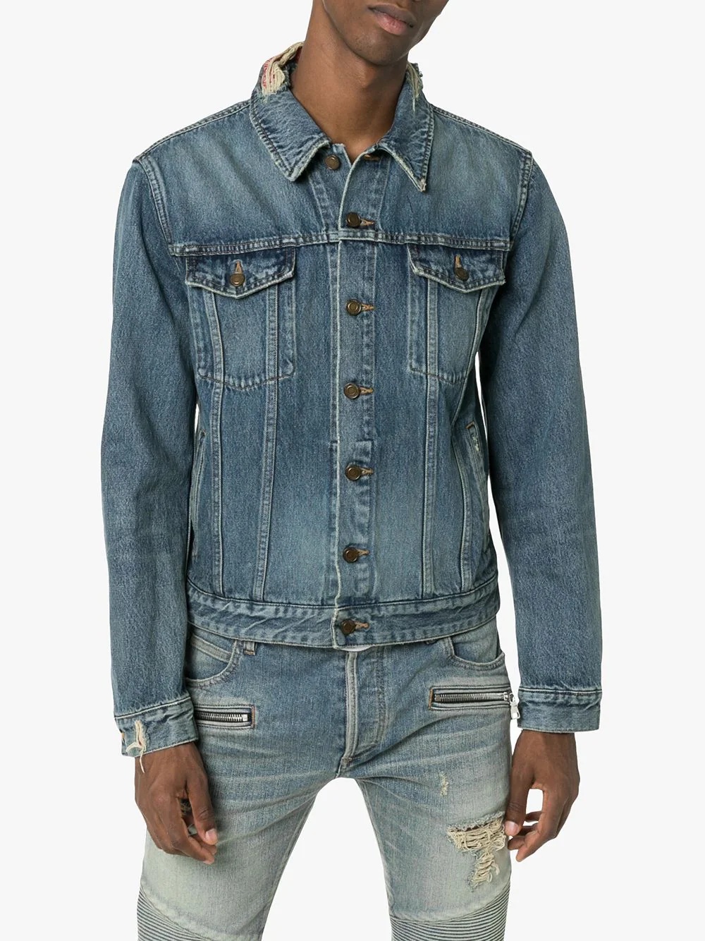 distressed denim jacket - 3