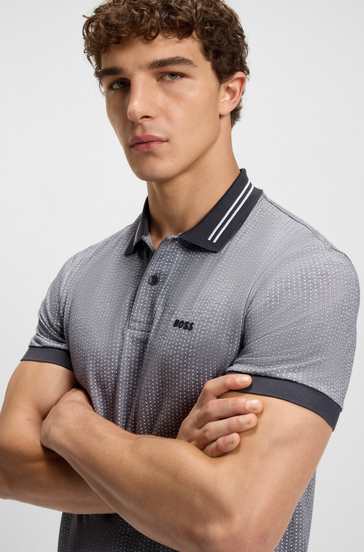 COTTON-PIQUÉ POLO SHIRT WITH DOT PRINT - 3