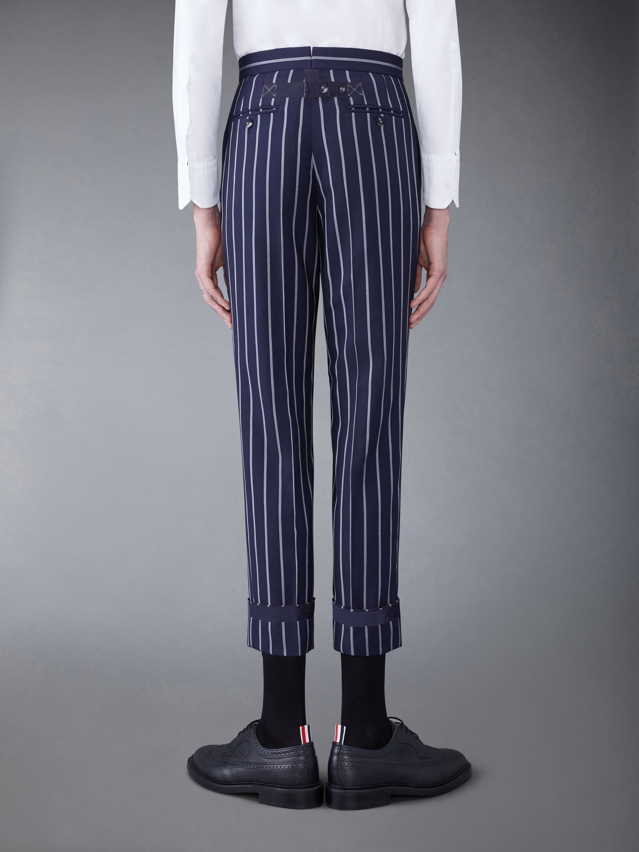 striped straight-leg wool trousers - 2