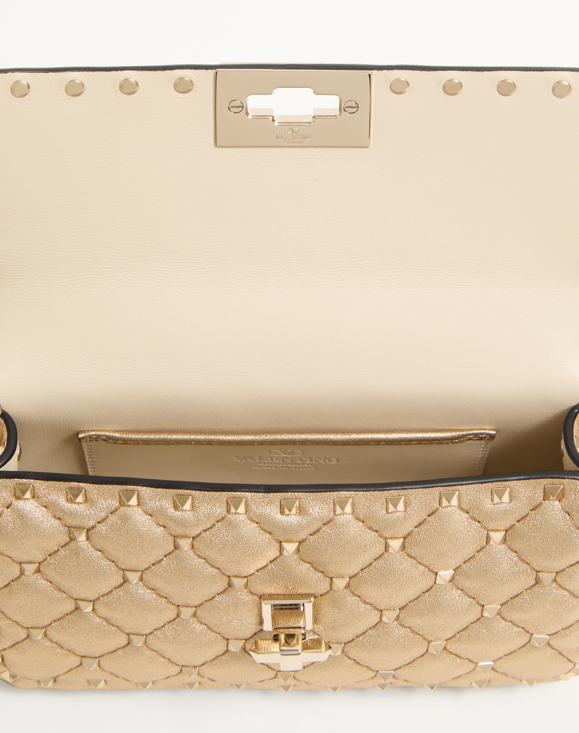VALENTINO GARAVANI ROCKSTUD SPIKE SMALL LAMINATED NAPPA BAG - 6