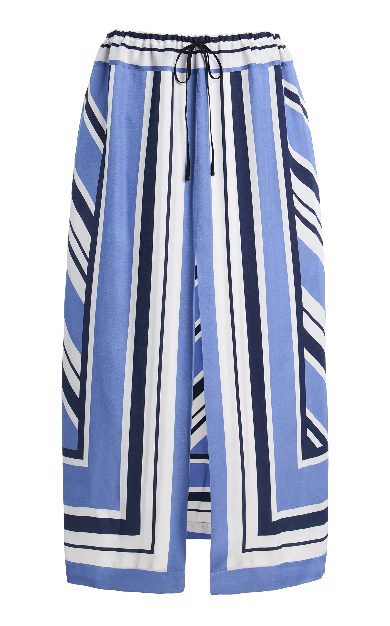 Exclusive Striped Twill Midi Skirt blue - 1