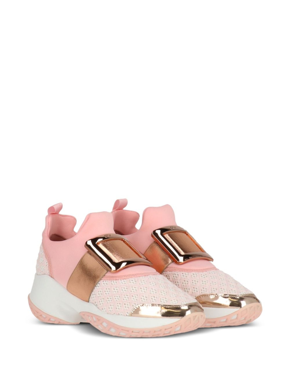 buckle-strap mesh trainers - 2