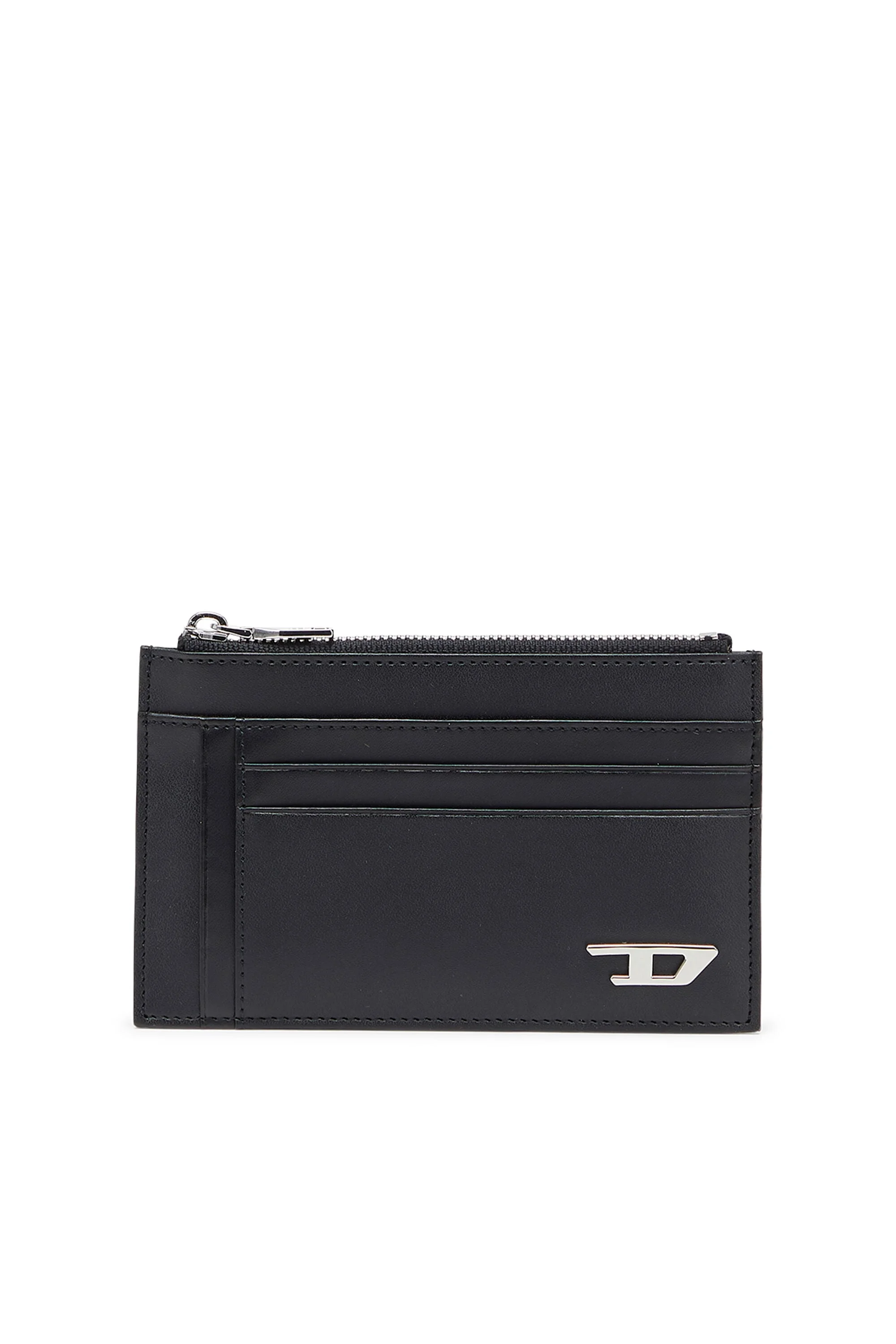 LEATHER CARD HOLDER WITH ZIP POCKET - 1
