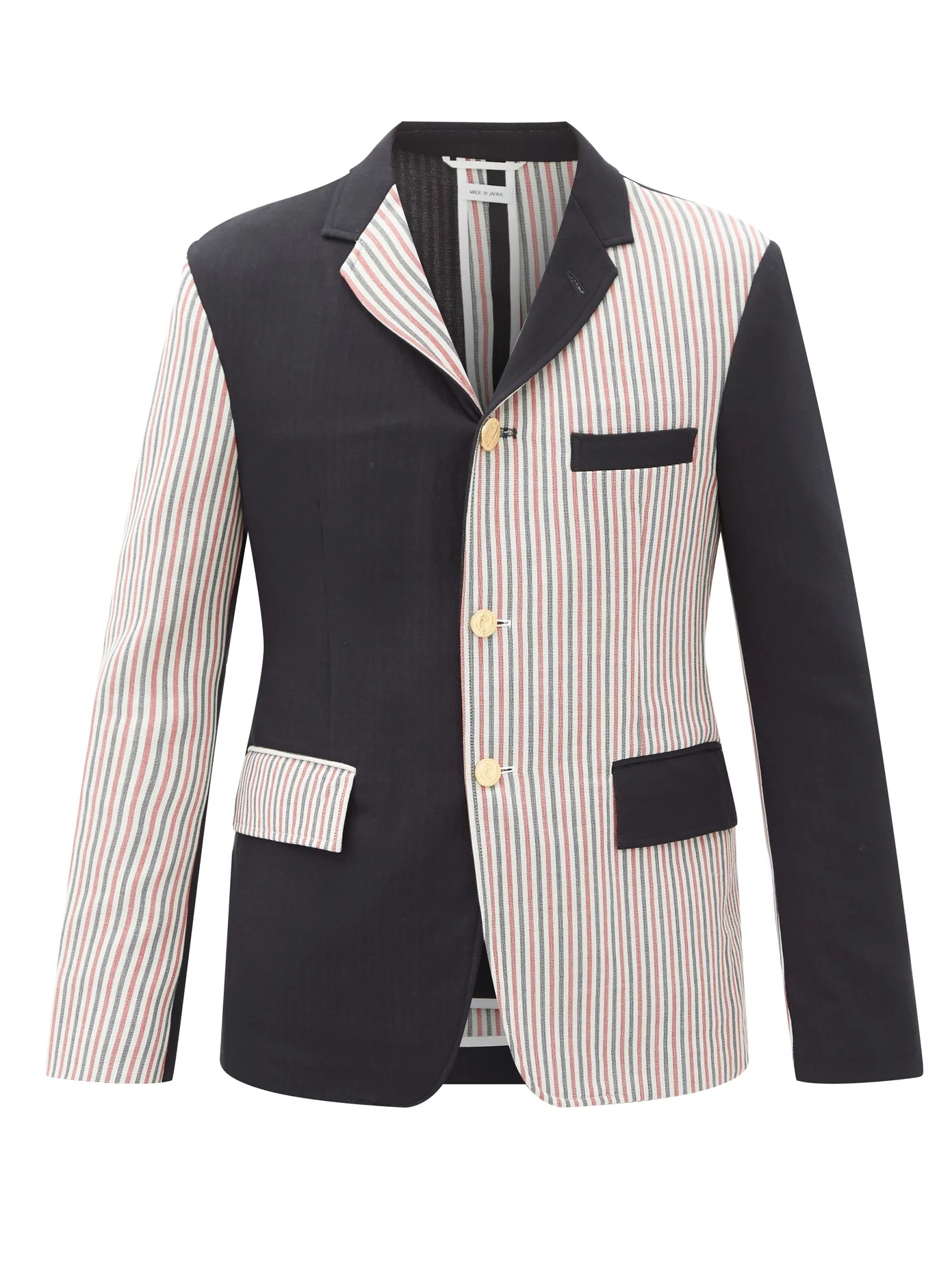 Single-breasted bi-colour wool-blend jacket - 1