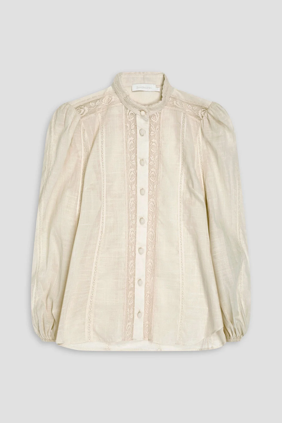 Lace-trimmed cotton-gauze shirt - 1