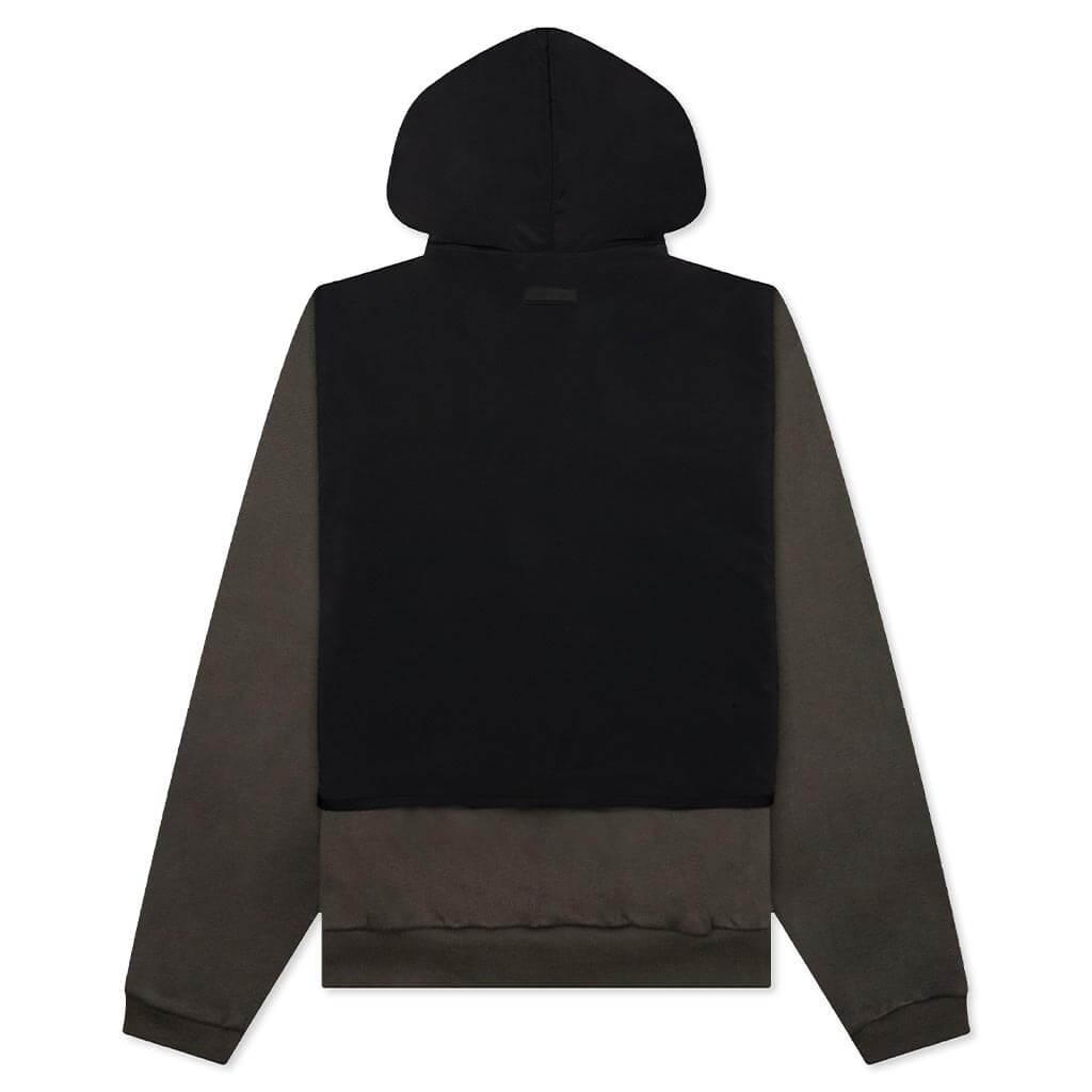 NYLON FLEECE HOODED SWEATER - INK/JET BLACK - 2